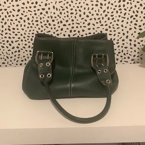 Tignanello women genuine leather green color handbag shoulder purse LIKE NEW